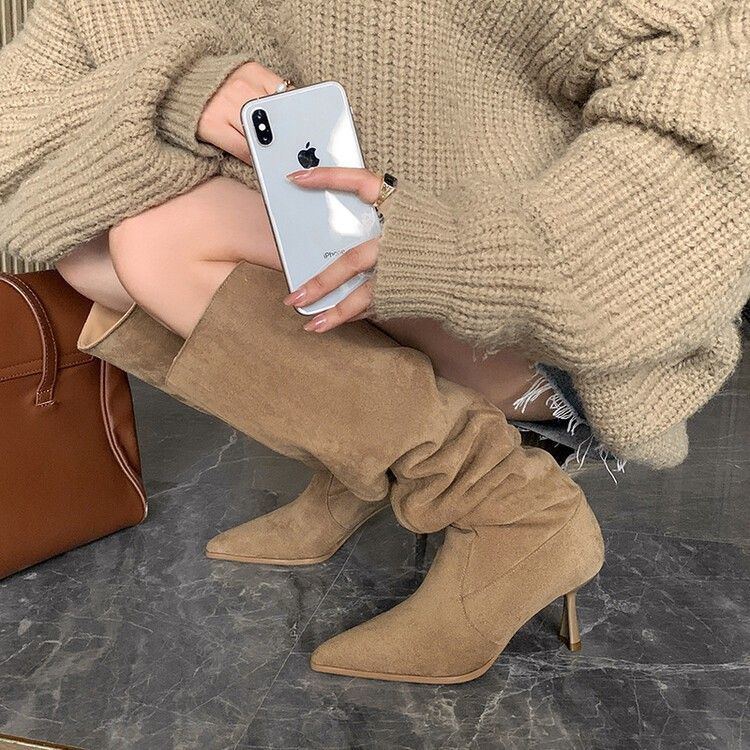 Large Wide Pointed Toe For Women Plus Size Thin Tube High Heel Thick Leg Over-the-Knee Long Boots_vogvips.com