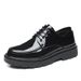 Business Formal Men's Glossy Shoes, British Style Patent Leather Thick Soled Casual Trendy Shoes_vogvips.com