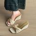 Wedge Heel Slip-On Sandals 2025 New Summer French Style Woven Versatile With Skirts For Petite Women_vogvips.com