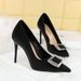 Heel Sandals Patent Leather K Fashionable Elegant High Heels For Women Shallow Mouth Square Buckle Rhinestone Stiletto Pointed Toe High End Women San_vogvips.com