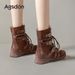 Women Boxing Boots Augu Shiden Boxing For Women 2025 New Autumn Winter Thick Sole Melard Mid-Calf Wtern Short Boots High-Top Training_vogvips.com