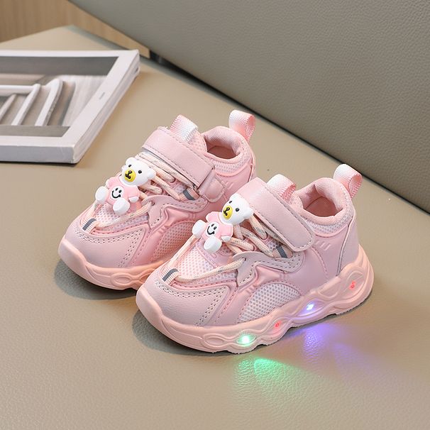 Girls' Cartoon Light-Up Sneakers 2026 Spring And Autumn Children's Soft Sole Non-Slip Running Boys' Bear Versatile_vogvips.com