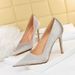 3169-1 Fashion Sexy Slim Night Club Banquet Heels Fish Scale Silk Satin Shallow Mouth Pointed High Heel Single Shoes_vogvips.com