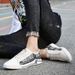 Men's Board Shoes Leather Patchwork Breathable Platform White Shoes British Plaid Casual Shoes Round Head_vogvips.com