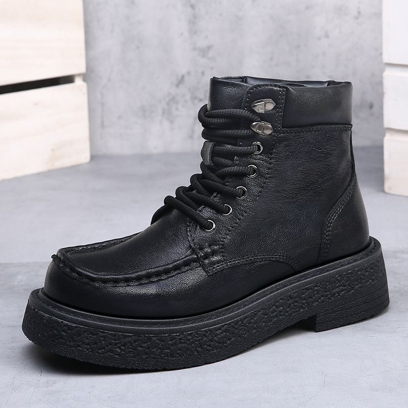European Warm Series Light High-End Martin Men's Winter Fashion Trend Versatile Short Thick Sole Height-Increasing Work Boots High-Top_vogvips.com