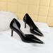 8829-A5 Style Banquet High Thin Heels, Shallow Mouthed Metal Pointed Iron Toe, Glossy Patent Leather Side Hollowed Out_vogvips.com