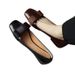 Xiaoxiangfeng Color Matching Small Leather Shoes Women's Square Head Thick Heel Bow Medium Heel Single Shoes_vogvips.com