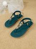 Women's Bohemian Beaded Heart Slide Sandals Slip On Open Toe Comfortable Flat Thong Sandals_vogvips.com