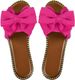 Women's Bow Knot Slides Open Toe Flat Sandals Summer Slip On Slippers Casual Leather PU Rubber Sole Comfortable Beach Wear_vogvips.com