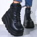 Thick-Soled Hot-Selling In-Stock European And American Style Platform Heel Colorful High-Top Lace-Up Ankle Boots_vogvips.com