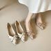 French Bow Rivet Pointed Single Shoes Women's Summer Skirt Temperament Flat-bottomed Ladyshoes_vogvips.com