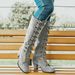Women's Chunky Heeled Long Boots, Retro Solid Color Lace Up Knee High Boots, Casual Heeled Riding Boots_vogvips.com