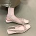 Thin-heeled Bow-tie Closed-toe Mules, Fairy Shoes, 2025 Summer New French-style Elegant Slip-on Shoes With Back Strap_vogvips.com