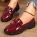 Large Size Loafers Women's Patent Leather Bow Mary Jane Shoes Casual Shoes Women_vogvips.com