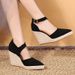 Women's Shoes Spring Pointed Wedge Heel Single Shoes Thick Bottom High Heel Hollow Women's Shoes Straw Braided Rope Bottom Women's Shoes_vogvips.com