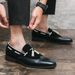 Men's One-piece Bloch Fringe Leather Shoes Size 38-48 2025 Autumn British Pointed Gradient Loafers_vogvips.com
