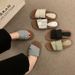 Unique Design Retro Square Toe Open Toe Flat Slippers For Women Summer Outdoor Fairy Style Beach Vacation Sandals_vogvips.com