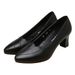 Comfortable Slip-On Work Pumps – Soft Leather Mid-Heel Shoes For Women (Black/Beige, 3cm Block Heel)_vogvips.com