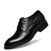 Euro Step Men's Business Formal Shoes Genuine Leather Brogue Carved British Style Trendy Lace-up Korean Version Pointed Toe_vogvips.com