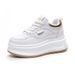 Little White Shoes, Inner Height Of Leather Surface, Casual Platform Student Shoes, Wedge Heel, Comfortable Women's Shoes_vogvips.com