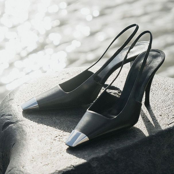 Park Choi Young Rose's Same High Heels, 2025 Spring New Metal Black Sandals_vogvips.com