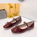 2025 Fall New French Style Mary Jane Shoes For Women, Square Toe, Shallow Mouth, Flat Sole, With Bow Strap_vogvips.com