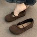 Brown Mary Jane Women's 2025 New Spring And Autumn Elegant Little Style Flat French Suede Single Shoes For Women_vogvips.com