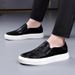 FashionSummer Breathable Board Shoes For Men Fashion Causal Black Cow Suede Loafers Male Black Leather Men's Platform Shoe_vogvips.com