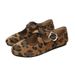 Fashion Leopard Print Cross Buckle Mary Jane For Women Elegant Versatile Shallow Flat Ballet Flats Granny Shoes Hot_vogvips.com