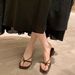 Mom 1 Grape Summer New French Style Square Thin Strap Hollow Toe Clip Thick Heel Flat Sandals For Women Outdoor Wear Original Brand Logo_vogvips.com