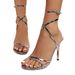 European And American Fashion Pointed Toe Roman Cross Strap Versatile High Heel Sandals Factory Direct Sale Foreign_vogvips.com