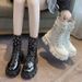 Chunky Platform Women's Combat Boots With Buckle Detail - Winter Warm Lined Round Toe Ankle Boots_vogvips.com