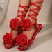 Bohemian Flat Soled Lace Up For Fashionable And Casual With A Thin Sole Heavy Duty Sandals Women_vogvips.com