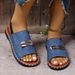 Women's Shoes New Flat Sandals For Women Fabric Elastic Band Metal Decorations Large Size Shoes Beach Shoes_vogvips.com