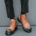 Men's Shoes Thick Soled Height Increasing Martin Boots Men's Simple Slip On Short Boots Rubbed Color Retro British Leather Boots_vogvips.com