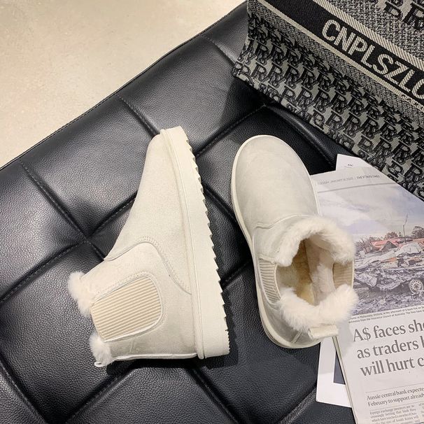 Women's Shoes Winter Snow Boots With Thick Fleece Lining, Slip-On Low Top Round Toe Casual Shoes For Cold Weather, Sizes 36-44 Cotton Shoes Women_vogvips.com
