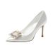 Satin High Heels For Women With White Crystal Rhinestones Plus Size Wedding Dresses Bride_vogvips.com