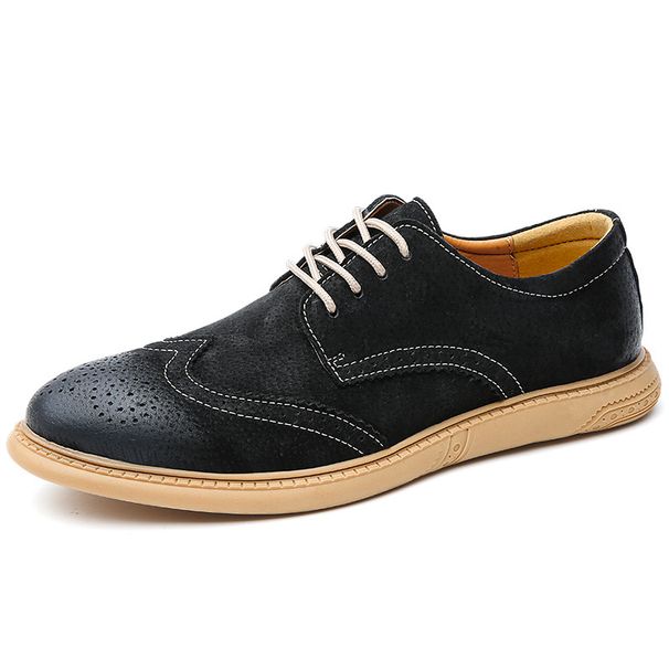 Men's Leather Shoes Business Formal Wear Genuine Leather Men's Shoes Plus Size Breathable Casual Brogue Leather Shoes_vogvips.com