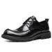 Middle aged casual round toe lace up black business commuting leather shoes, men's_vogvips.com