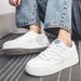 Men's White Casual Sneakers - Breathable Round-Toe Low-Top Shoes For Walking & Running | Lightweight & Comfortable With Rubber Sole_vogvips.com