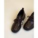 Leather Round Head Lace-up Loafers Commuting Thick Heel Small Leather Shoes Women's Single Shoes_vogvips.com