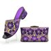 Stylish women's wedding shoes with a diamond pressed floral print party shoe bag set_vogvips.com