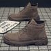 European Warm Series Black Front Lace-Up Men's Casual Solid Color Round Toe Stitched Winter Fashion Flat Martin Boots Workwear_vogvips.com