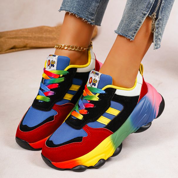 Running Fashion Colorful Casual Sneakers Comfort Lace Up Outdoor Platform Shoes For Women Zapatos De Mujer_vogvips.com