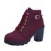 Autumn Winter New High Women's Cross Strap Short Belt Buckle Thick Heel Martin Leather Boots Woman Shoes_vogvips.com