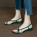 Retro Color-blocked Open-toe Fish-mouth Sandals For Women, 2025 Summer New Style, Chunky Heel, Woven Thin Strap,_vogvips.com