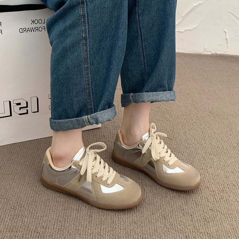 Silver German Training 2025 New Spring/Summer Soft Soled Casual Versatile Flat Sneakers Board Women's Single Shoes_vogvips.com