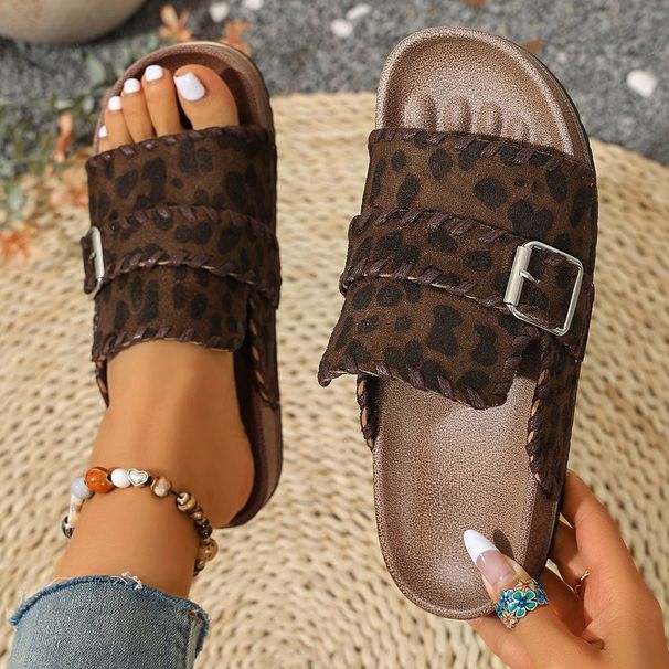 2026 New Summer Women's Casual Non-slip Wear-resistant Open-toe Slipper Fashionable Leopard Print Decorative Large Size_vogvips.com