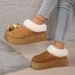 Women's Shoes Winter Thick Soled Height Increasing Snow Boots, Closed Toe Slippers, Women's Outdoor Wear, Birken Fleece Lined Fur Cotton Slippers_vogvips.com