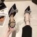 Summer Fashion Bowknot New Rhinestone Pointed Toe Stiletto For Women, 42, European And American Style, Closed-toe_vogvips.com